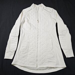 Avia Women's Active Mixed Media Anorak Long Jacket Medium Off White